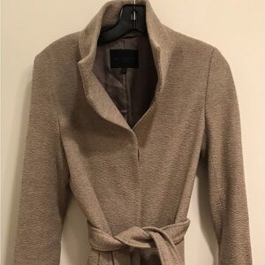 Elegant Tan Women's Belted Wool Coat